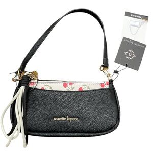 Nanette Lepore Margeaux 28727436 Black Cherry Hearts 2 Pc Wristlet New With Tags